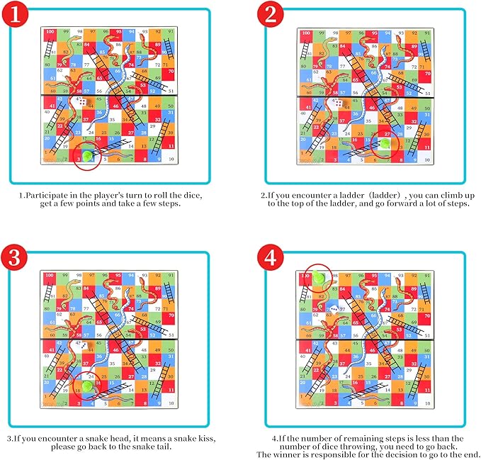 KIDAMI Magnetic Snakes and Ladders Game Set with Storage Box, Folding Design and Light-Weight, Gift for Kids and Adults (9.75 Inches)