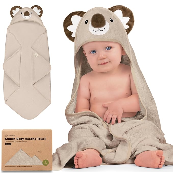 KeaBabies Hooded Baby Towel for Newborn - Viscose Derived from Bamboo Large Baby Bath Towels with Hood for Boys, Girls, Toddler, Extra Absorbent & Soft Newborn Bath Essentials (Koala, Regular)