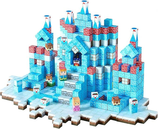 VEVOR Magnetic Blocks, 150 PCS Glacier Castle Set, Magnetic Building Cubes for Kids, STEM Montessori Sensory Toys for Christmas Birthday Gift, Construction Stacking Toy for 3+ Years Old Boys & Girls