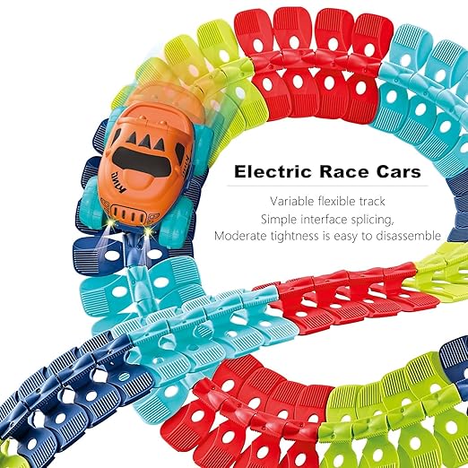 184 pcs Car Track Set Race Track Toys for Boys Kids Christmas Birthday Toys for Boys Kids Toy Birthday Toys, Flexible Changeable Magic Race Car Track Toys for 3 4 5 6 7 8 9 10 12+Year Old Boys Girls