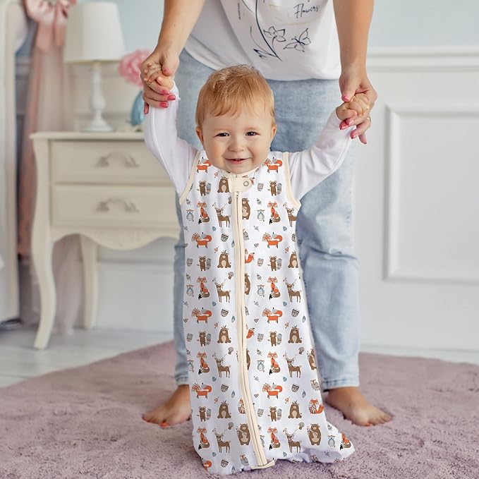 Mama Cheetah Baby Sleep Sack 0.5 TOG, Organic Cotton Baby Wearable Blanket with Two-Way Zipper, Swaddle Transition Baby Sleeping Bag for Newborn Infant Toddler Boy Girl, 6-12 Months