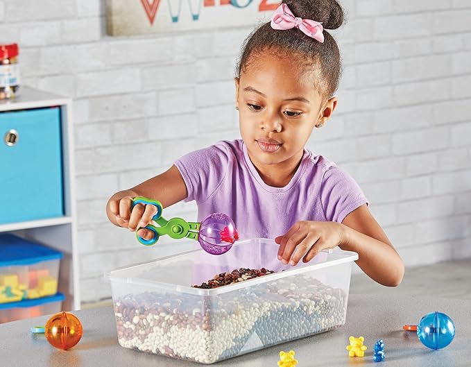 Learning Resources Handy Scoopers - Sensory Bin Sand Toys, Fine Motor, Montessori for Kids, Plastic Tweezers, Therapy Games for Toddler, Homeschool Preschool Supplies, Gifts for Boys and Girls
