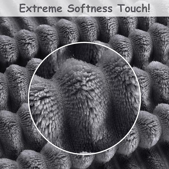 Soft Fleece Baby Blanket Ultra Cozy Grey Baby Blankets for Boys Warm and Lightweight Infant Toddler Newborn Receiving Gift with Reversible Stripes for Crib Stroller, 30x40 Inch, Dark Grey