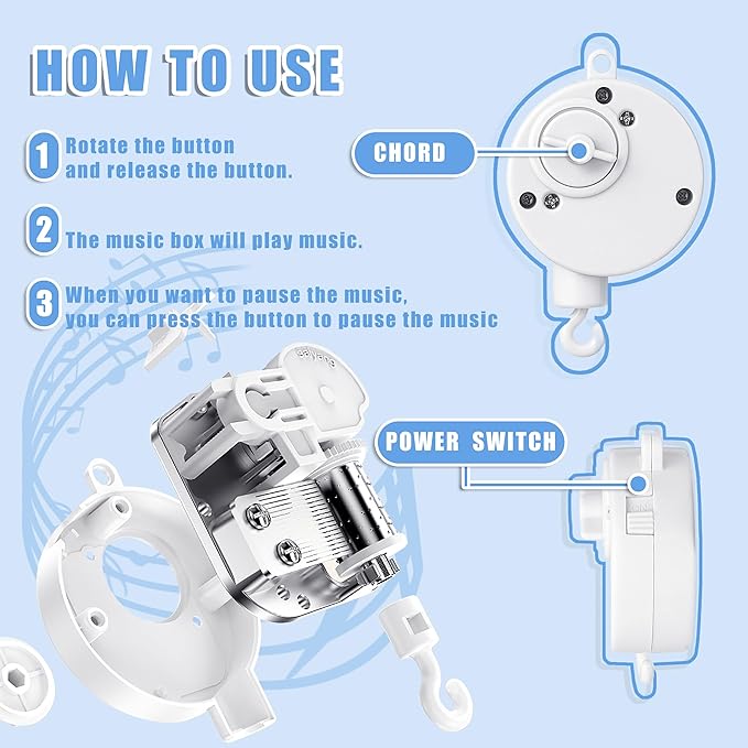 26 inch Baby Crib Mobile Bed Bell Holder Arm, Mobile Hanger, The Bracket Nut can be Adjusted Width，Baby Mobile Hanger