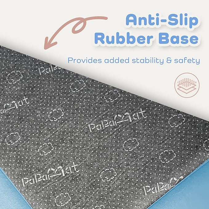 1.3" Thick Baby Floor Play Mat 50x50, Basic Padded Foam Mat for Tummy Time Crawling, Non Slip Cushioned for Babies Toddlers Infants Kids (Ice Blue)