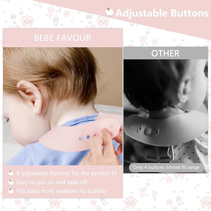 2 Pack Silicone Baby Bibs Adjustable Fit Waterproof Bib With Leak Proof Food Pouch Catcher for Eating Boys Girls