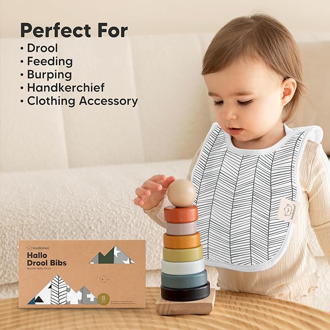 8-Pack Baby Bibs for Boys, Girls - Pullover Bibs for Drooling Teething Baby Girl & Boy Toddler, Newborn, Soft & Absorbent, Cute Colors, Large Torso Coverage Keep Infant Clean & Dry (Crossroads)