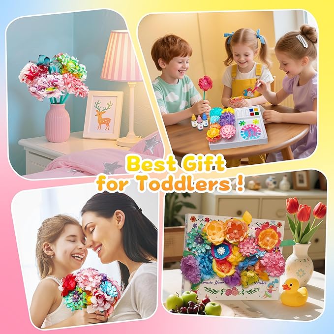 Kiditos Magic Flower Art Kit for Girls – DIY Blooming Flower Craft Kit with Color Drop Science Experiment | Creative Art & STEM Toy for Ages 6+
