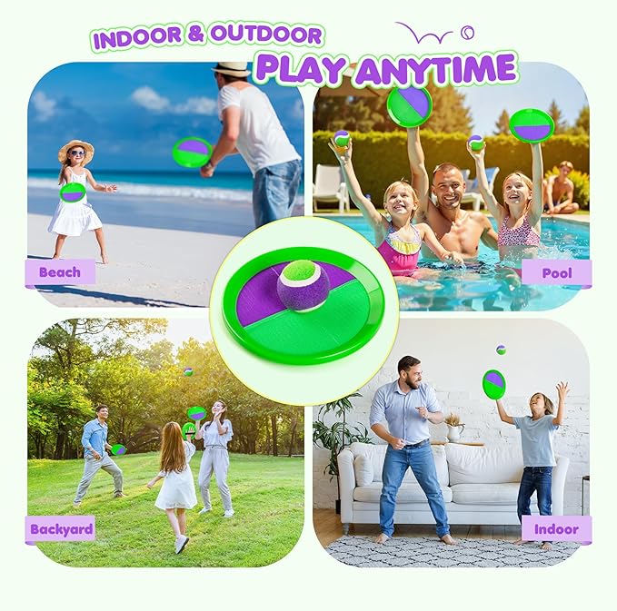 Toss and Catch Ball Set Upgraded - Kids Toys Outdoor Games for Whole Family - Water-Resistant Great for Beach Pool Yard Games - Classic Gift for Boys Girls 3 4 5 6 7 8 9 10 11 12+ Years Old