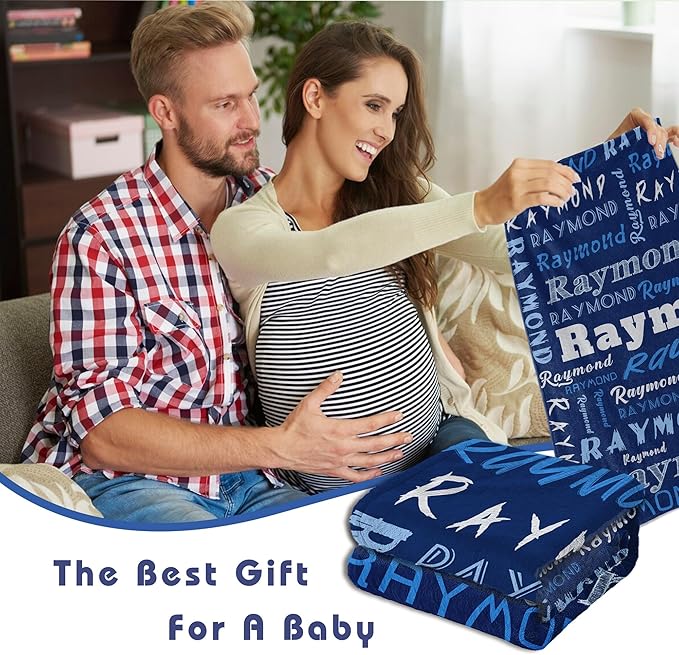 Personalized Baby Blanket with Name Customized Gift for Baby Shower Christmas Birthday New Mom Custom Name Blanket for Boy Girl Newborn