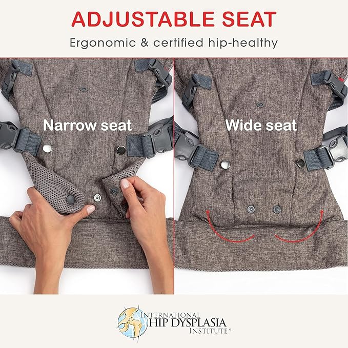 You+ME 4-in-1 Baby Carrier Newborn to Toddler 8-32 lbs - All-Position, Hip-Healthy Newborn Carrier, Adjustable Baby Carriers with Breathable 3D Mesh Panels & 2-in-1 Snap-On Bib (Gray)