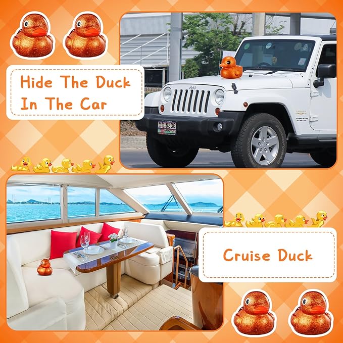 Honoson 6.89 Inch Giant Glitter Rubber Duck Big Glitter Rubber Duck Large Sparkly Duckling Bath Toy with Squeaky Sound for Summer Baby Shower Birthday Party Favor Gift(Orange)