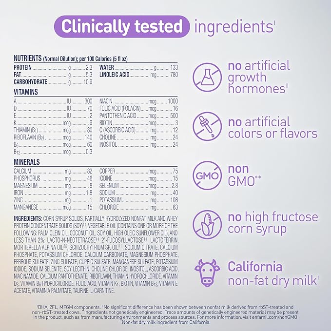 Enfamil Optimum (Enspire) Gentlease, Our Closest Formula to Breast Milk, Immune-Supporting Lactoferrin and Brain-Supporting DHA Baby Formula - Powder 19.5 Oz Tub, Pack of 4