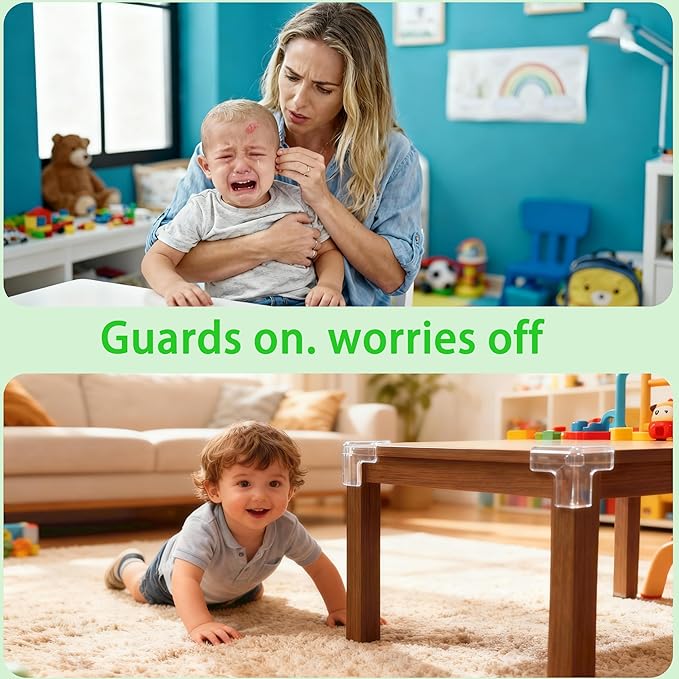 Transparent Corner Protectors - Baby Safety Edge Guards for Furniture, Clear Sharp Corner Covers for Dining Table Baby Proofing (15 Pack T-Shaped)
