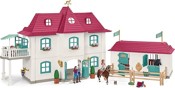 Schleich Horse Club - Lakeside Country House and Stable Horse Play Set, 192 Piece Detailed Doll House and Horse Toy Accessories for Girls and Boys Ages 5+