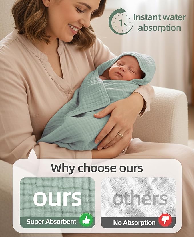 3-Pack Hooded Baby Towels for Newborn 100% Cotton Soft Babies Blanket Toddler and Kids Bath Towel Baby Essentials