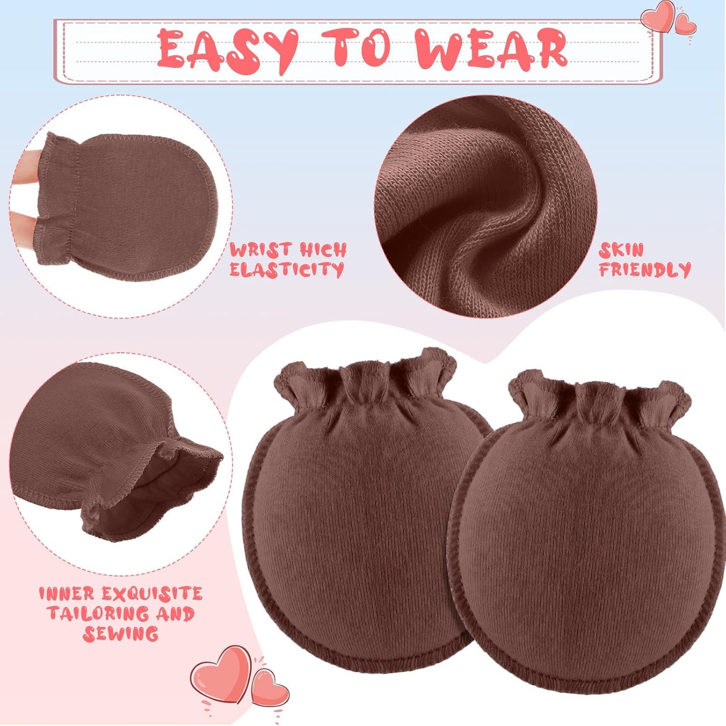 9 Pairs Newborn Baby Boys Girls Mittens 0-6 Months Infant Toddler Mittens No Scratch Solid Color Gloves