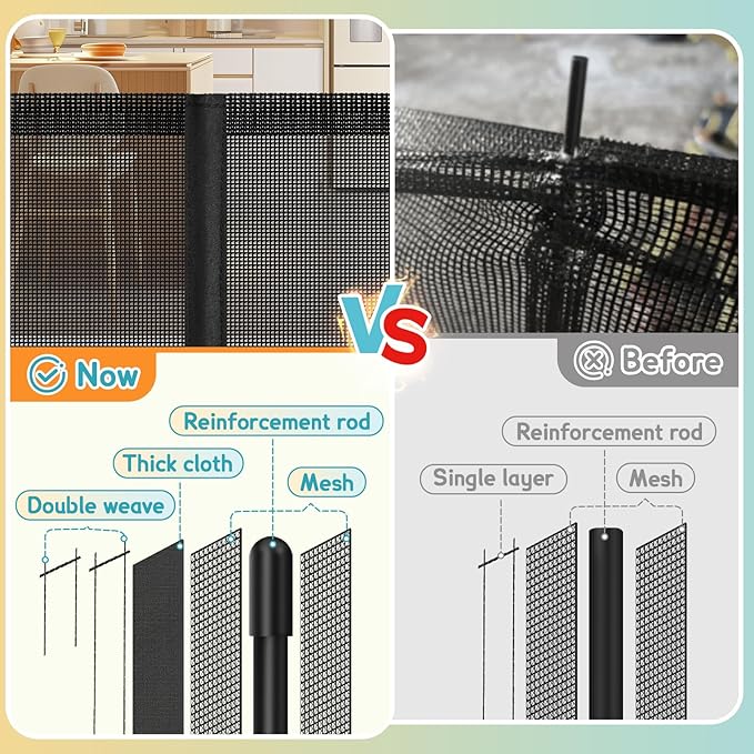 236'' Retractable Baby Gates Extra Wide, 42'' Extra Tall Retractable Dog Gate, 20 FT Black Indoor/Outdoor Retractable Gate with Reinforcement Rods for Garage, Doorways, Stairs, Decks, Driveway, Patio
