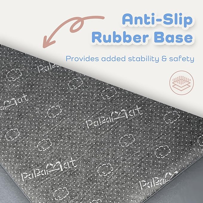 1.3" Thick Baby Bedside Floor Mat for Bedroom, Basic Padded Foam Soft Plush 2x6 Runner Rug with Non Slip Cushioned for Nursery Playroom (Light Grey)