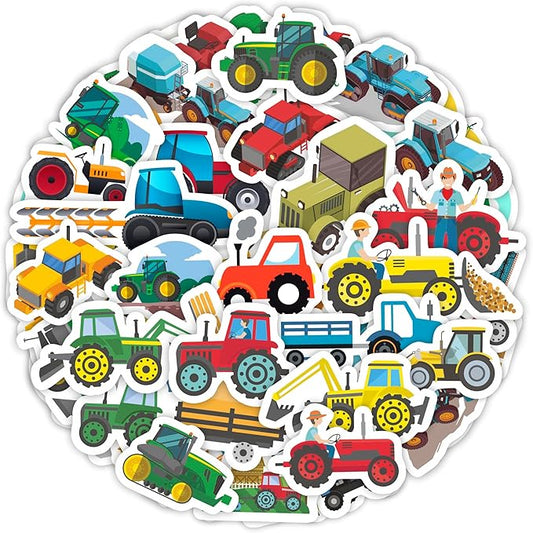 BulbaCraft 100 Pcs Tractor Stickers & Decals, Tractor Birthday Party Supplies, Gifts for Women & Men