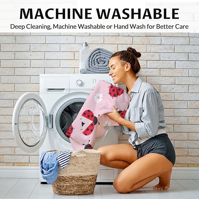 Ladybug Blanket for Girls - 30 x 40 Inches Cute Lady Bug Gifts for Kids - Soft Fuzzy Pink Throw Blankets for Crib, Lap