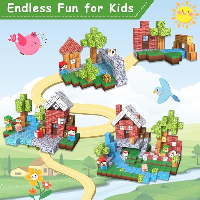 Magnetic Building Blocks for Kids - 150pcs Magnetic Cubes Tiles, STEM Montessori Educational Construction Toys for Toddlers Boys & Girls Ages 3-4, 5-10 Year Olds Christmas Birthday Gifts Stacking Toy