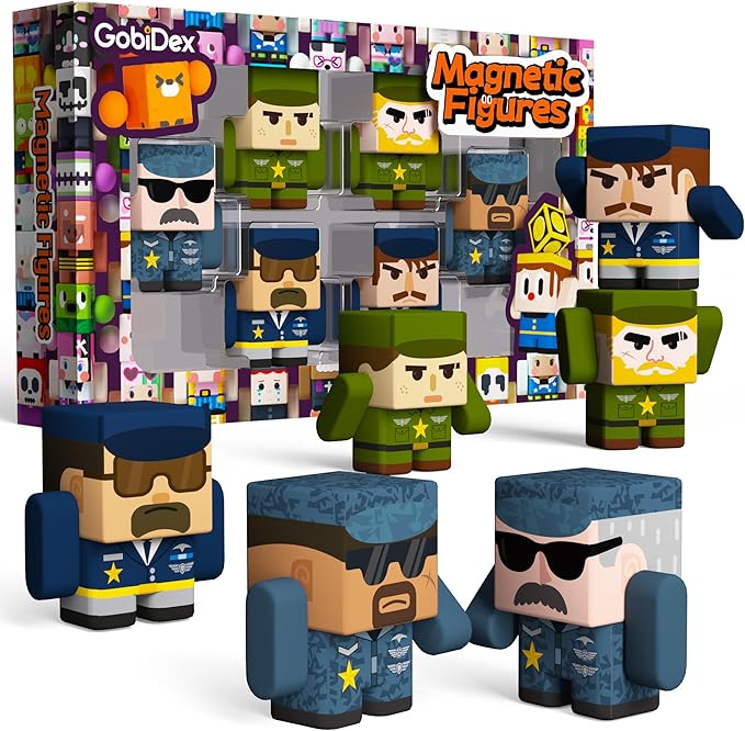 GobiDex Magnetic Army Men Action Figures, Military Toy Soldiers Expansion Pack, Compatible with Magnetic Building Blocks, STEM Army Toys for Boys Girls, Fun Toddler Kids Gifts Ages 3+