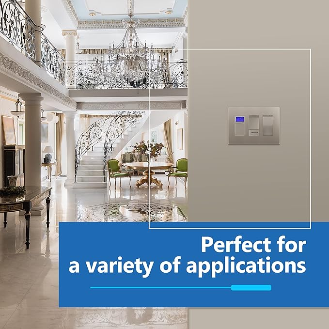 LIDER Matte Finish Decorator Switch Cover, Screwless Wall Plate, Mid-Size 3-Gang 4.88" x 6.77", Unbreakable Polycarbonate Thermoplastic, UL Listed, LSWP-33M-NK, Nickel