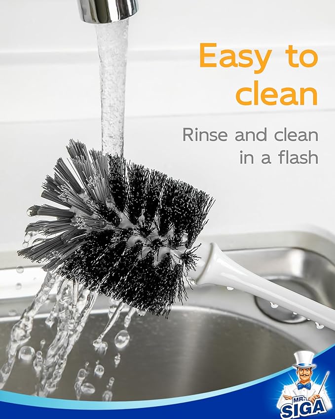 MR.SIGA Water Bottle Brush, Long Handle Bottle Brush for Water Glasses, Baby Bottles, Sports Bottles Cleaning, White, 2 Pack