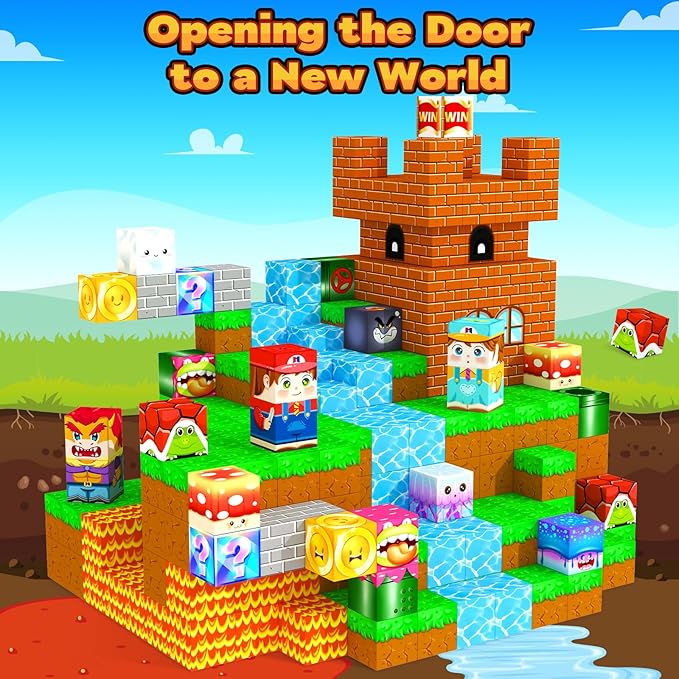 Magnetic Blocks Kids Toys & Games, Magnetic Building Cubes Montessori Construction Sensory Toys for 3-5 5-7 6-8 8-13 Year Old Boys Girls, Toddler for Ages 3+ Birthday Decorations Party Favors Gifts