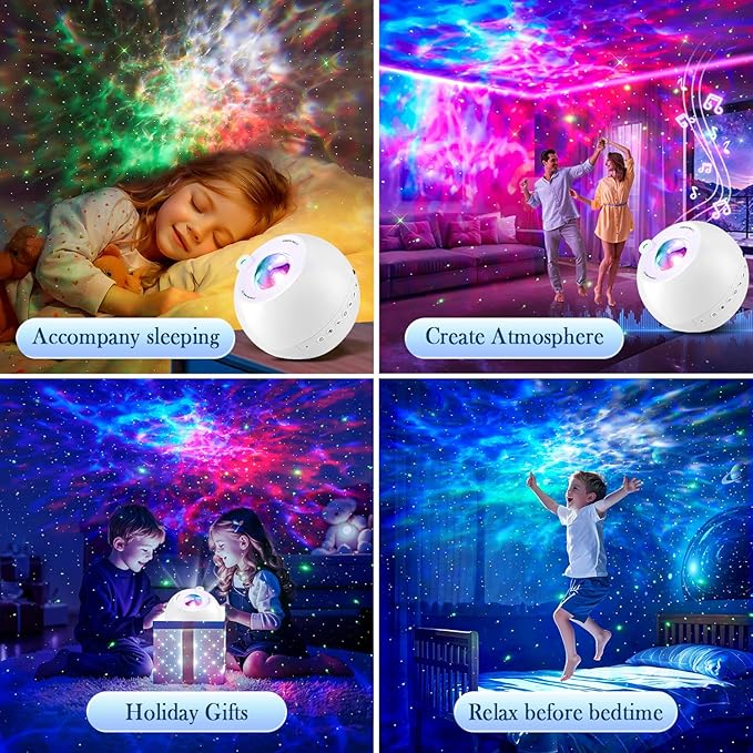 Star Projector Galaxy Light Projector ,15 Colors Star Lights for Ceiling Projector, 15 White Noises Galaxy Projector for Bedroom, Bluetooth+Remote+Timer Stars for Ceiling Projector Lights for Bedroom