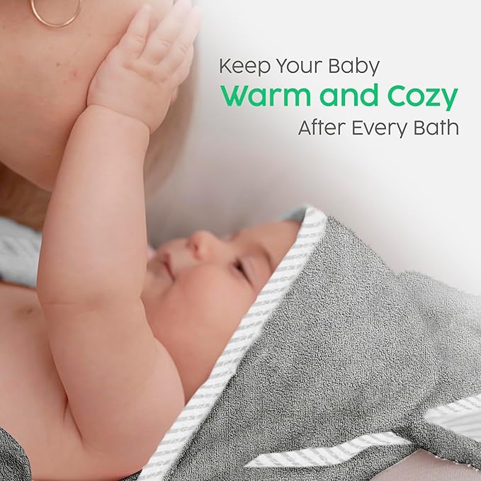 San Francisco Baby Towels for Newborn - Hooded Baby Bath Towels for Boys and Girls, Kids Bath Towels with Hood, Grey