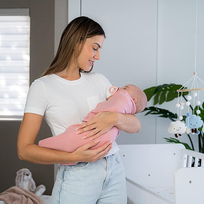 Comfy Cubs Easy Swaddle Blanket, 3 Pack - 100% Cotton Newborn Wrap, Small for 0-3 Months Infants, with Adjustable Velcro, Breathable and Durable Sleep Sack for Babies - Blush, Mauve & Mulberry