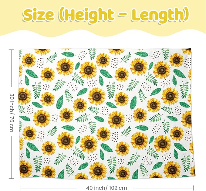 SANDJEST Sunflower Blanket for Girls Kid - 30 x 40 Minky Throw Kids Blankets Gifts for Birthday Christmas - Nursery Bedroom Decor