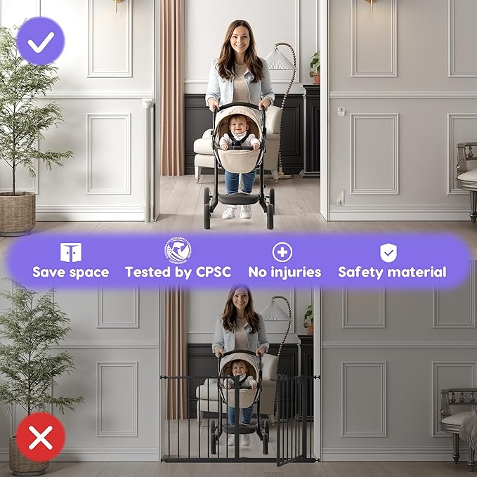 Retractable Baby Gate, Extra Tall Baby Gates for Stairs, Dog Gates for Doorways Safety Extends to 38x55in, White