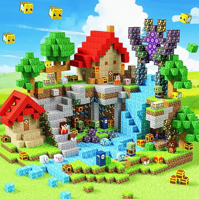 150pcs Magnetic Blocks House and Trees, Magnetic Toys Games for Kids Ages, STEM Sensory Toys for Kids Ages 4-8