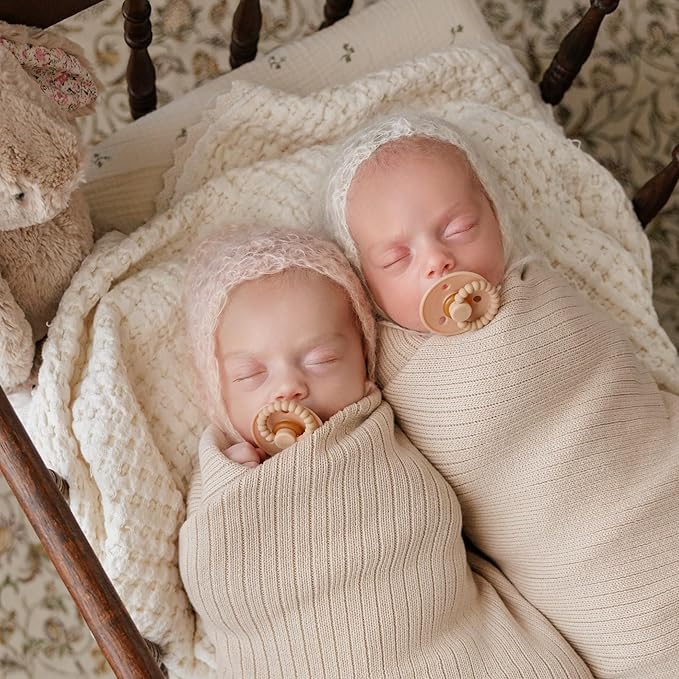 Luladream Pacifier - Natural Rubber Nipple - Soft Teething Handle - for Infants Baby's and Toddlers, 0-18 Months (Camel + Cream)