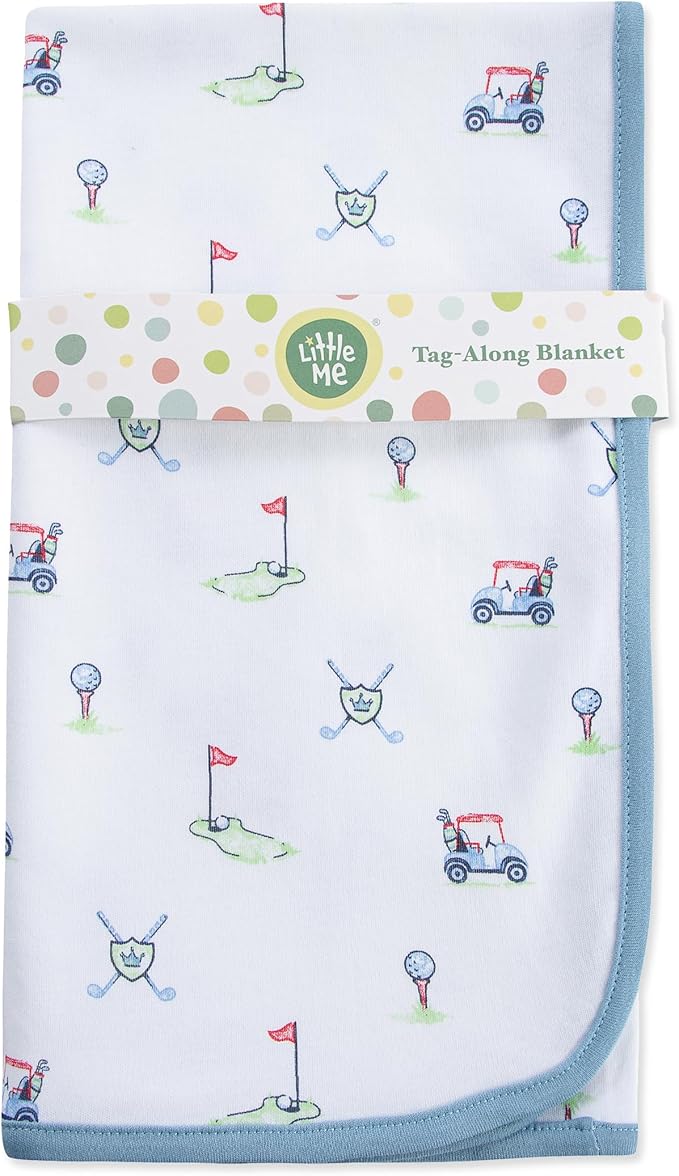 Little Me Blankets for Baby Boys' Swaddling Receiving Blanket, Blue Golf Club, 30 x 27 Inches
