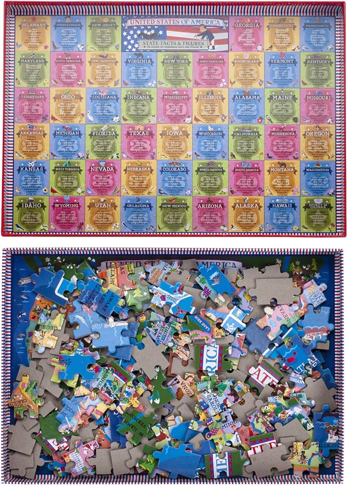 200 Pieces United States Map Jigsaw Puzzle for Kids Ages 4-8, USA Map Puzzle for Kids and Older Floor Puzzles Toddler Geography Educational Toys for Boys, Girls & Adults