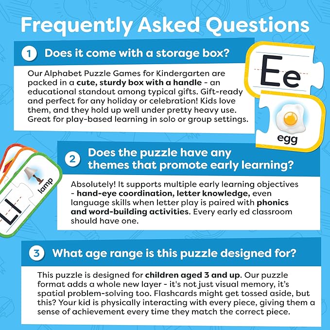 Alphabet Puzzle Games for Kindergarten - 26 Pairs Self-Correcting ABC Puzzle Alphabet Learning Toys Matching Game - ABC Learning for Toddlers Letters Matching Game Preschool Educational Toys