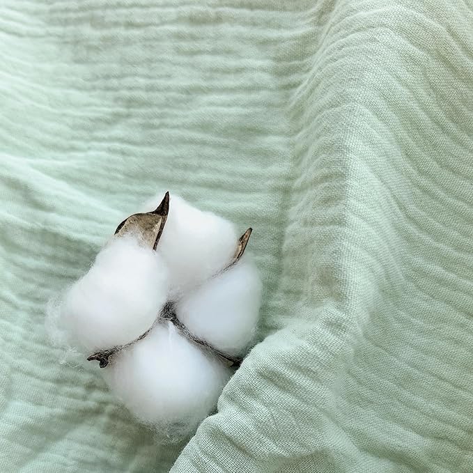 CREVENT 30''X40'' Organic Muslin Cotton Baby Blanket for Newborns, Soft Mink Backing, Essential for Baby Shower Birthday Gift - Green 75X100cm