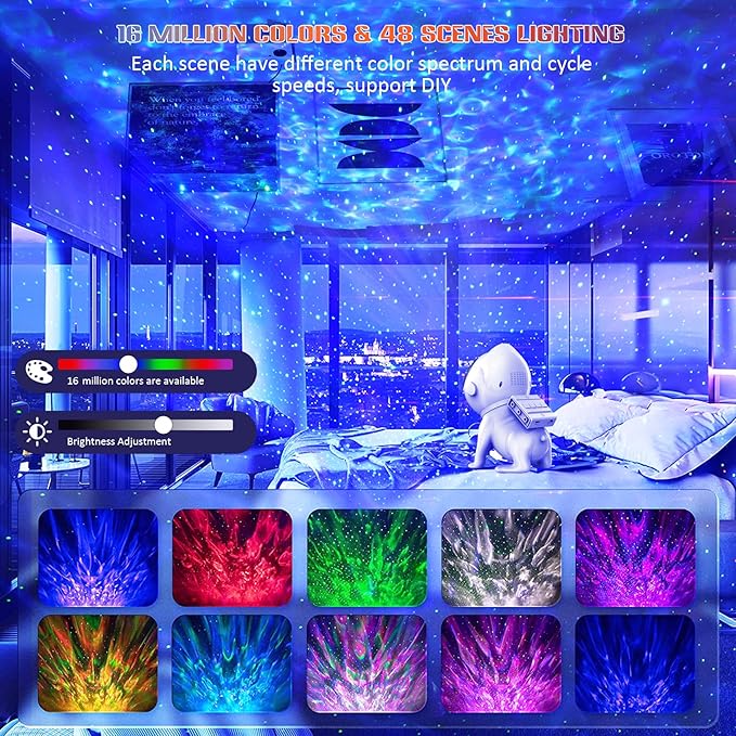 Star Projector,Galaxy Projector for Bedroom,Space Dog Projector with Bluetooth Speaker,21 Color Modes,White Noise,Remote & App Control,Night Light for Kids Adults Game Room Theater Ceiling Decor