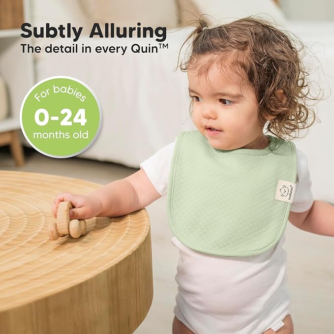 8-Pack Organic Baby Bibs for Girls, Boys - Quilted Cotton Cloth Baby Drool Bibs for Drooling and Teething Toddler, Newborn, Infant, Soft & Super Absorbent (Muted Pastel)