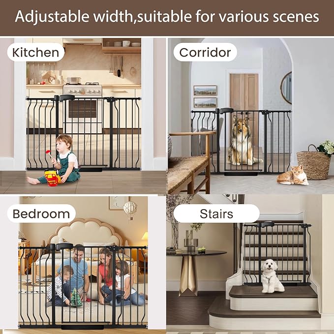 owlie 30.5" Tall Extra Wide Baby Gate 57-66 Inch Black