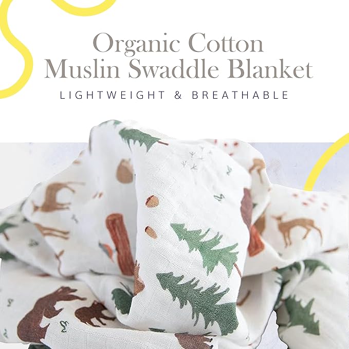 RED ROVR 100% Organic Cotton Muslin Swaddle | Newborn Receiving Blanket | Baby Wrap | Boy, Girl, Unisex | Soft, Lightweight, Breathable | Burping, Nursing | 44" x 44" | Bear Buddies