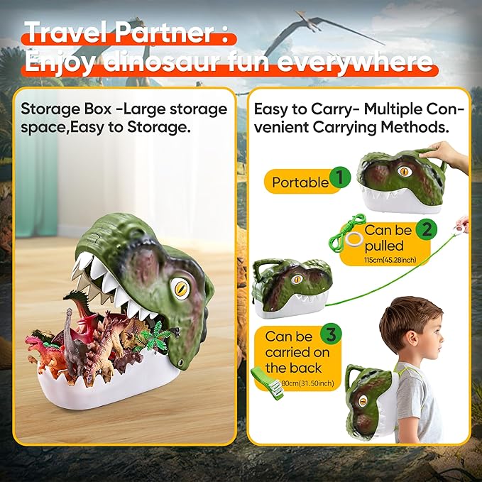 46PCS Dinosaur Toys,Realistic Jurassic Dinosaurs Figures Playset for Kids 3-5 Years, with Eggs&Trees&Fence mini Dinosaur Figures,Great Gifts for Girls and Boy Toddler Toy Animals Age-5-7.