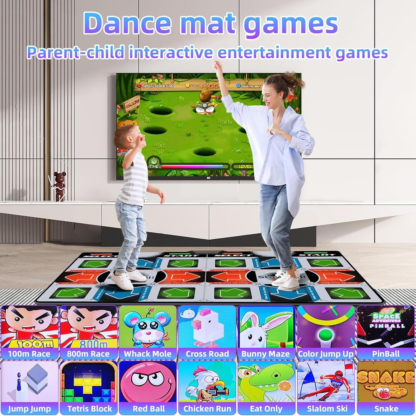 TV Dance Mat Games - Wireless Music Electronic Dance Mat Fun Dance Fitness Games for Kids, Christmas and Boys and Girls Birthday Gift Ideas, Silver Gray