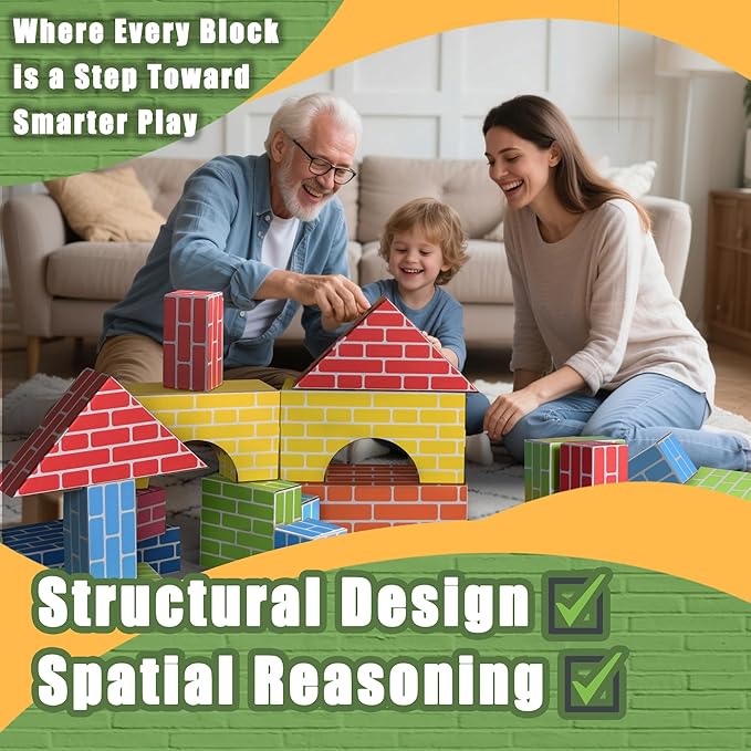 Cardboard Building Blocks for Kids 26pcs: Jumbo Gifts Heavy Duty Develop Creative Thinking Spatial Reasoning Easy to Assemble