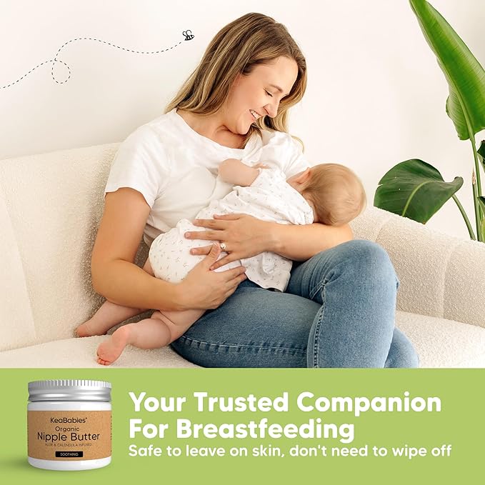 Organic Nipple Butter for Cracked, Sore, Relief - Nursing Nipple Cream Safe for Breastfeeding, 100% Natural Clean Breast Cream, Non Lanolin Balm, Mom Postpartum Breastfeeding Essentials,2oz (Soothing)