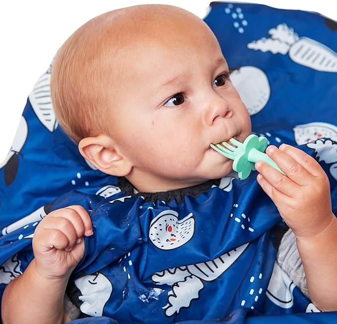 grabease Allover Waterproof Bib for Self-Feeding Infants and Toddlers, Machine Washable, Ages 6-24 Months